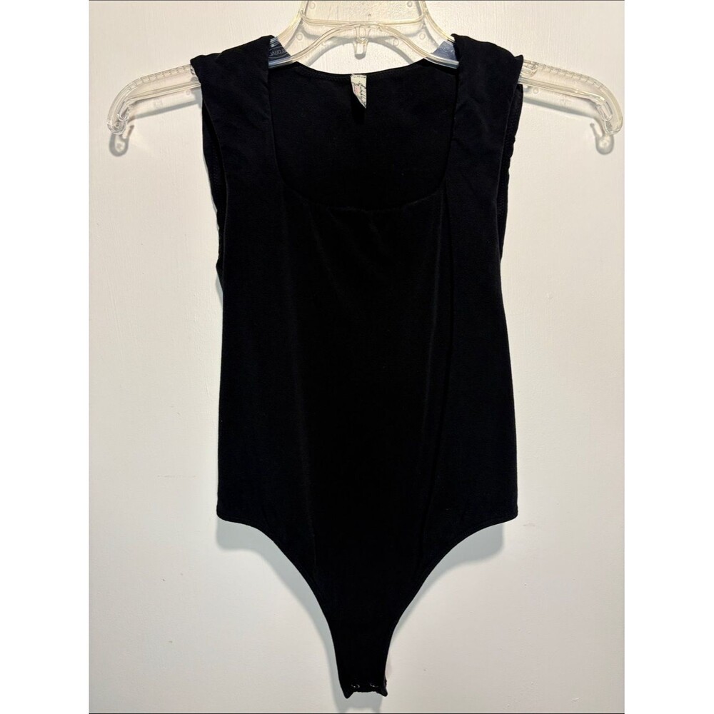 Intimately Free People Black Square Neck Sleeveless Thong Bodysuit Size XS/S